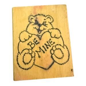 Art Impressions Original Rubber Stamp Teddy Bear Holding Heart Be Mine